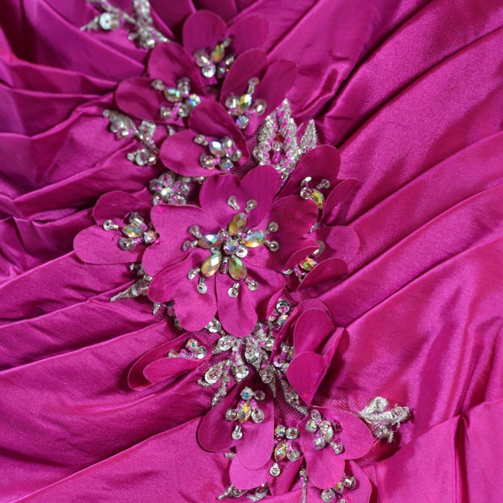 Beaded/Sequinned/Rhinestone Pink Rouched Prom Dress SZ 10 Diamond Edition